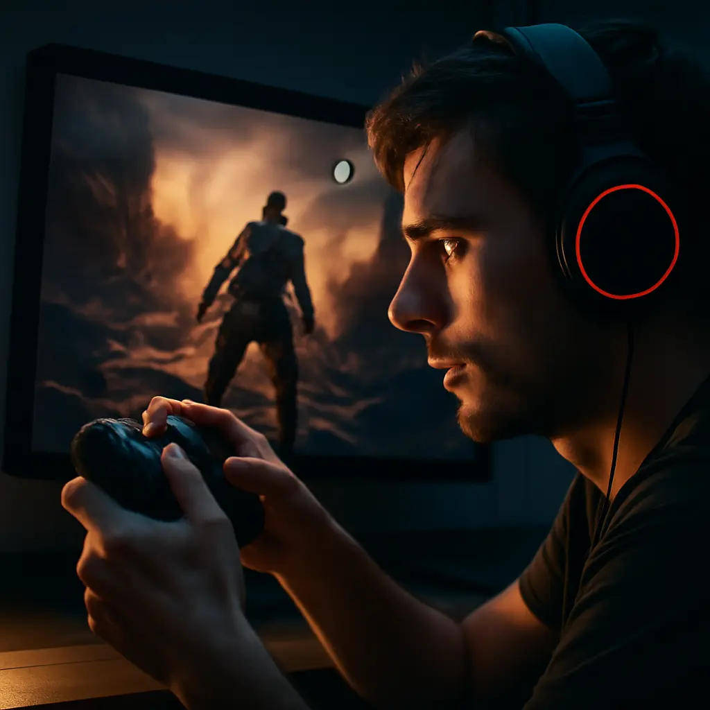 Gamer taking screenshot Player capturing an in-game screenshot on PC