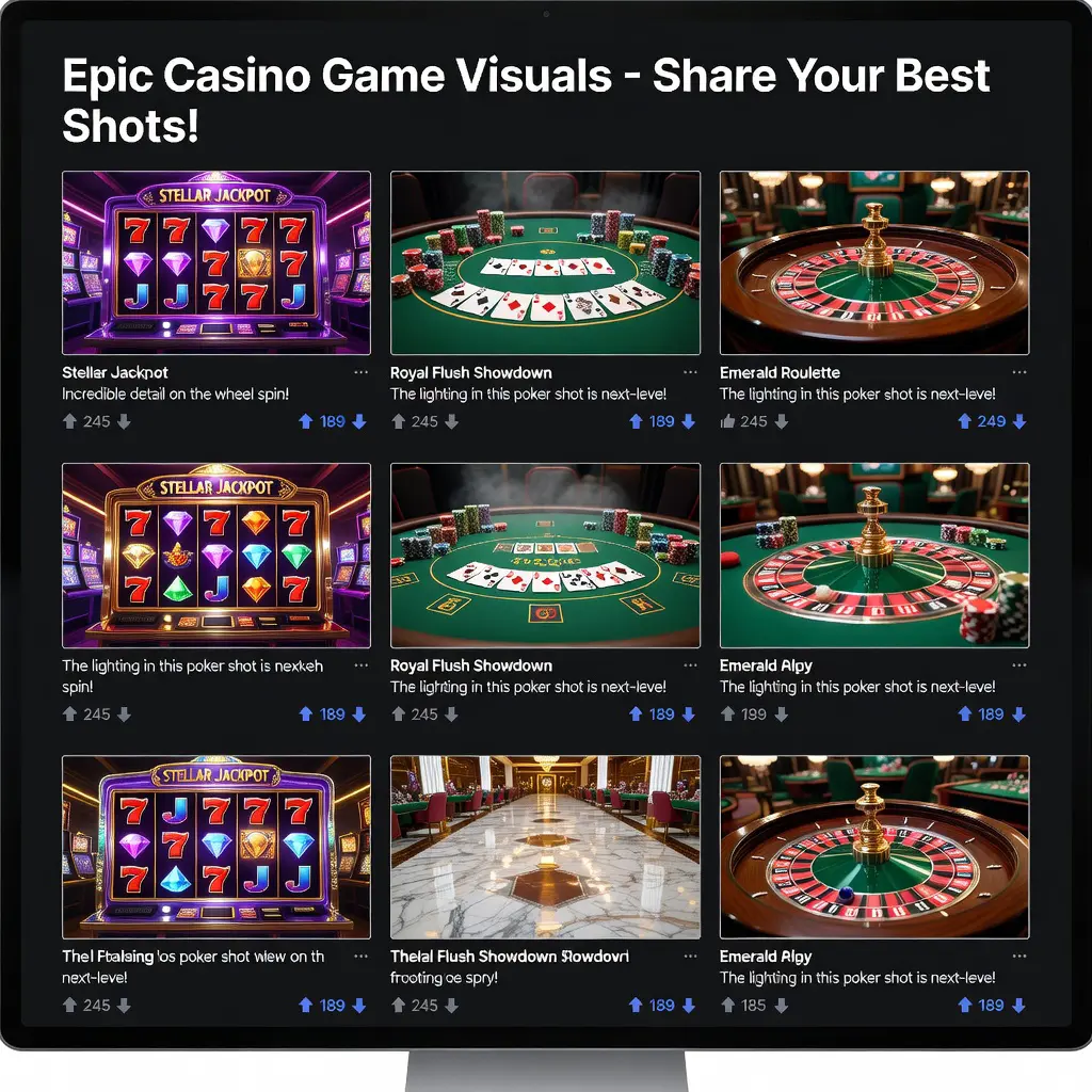 A gaming forum thread displaying a curated collection of casino in-game screenshots with detailed community discussion in the comments section